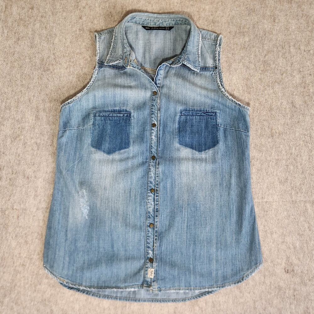 ZARA TRAFALUC COLLECTION DENIM SLEEVLESS VEST SIZE M